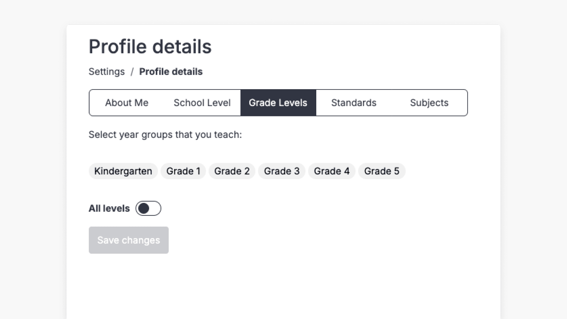 profile details grade levels