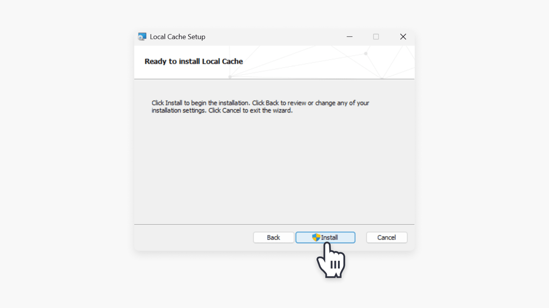 Select Install to install ClickView Local Cache