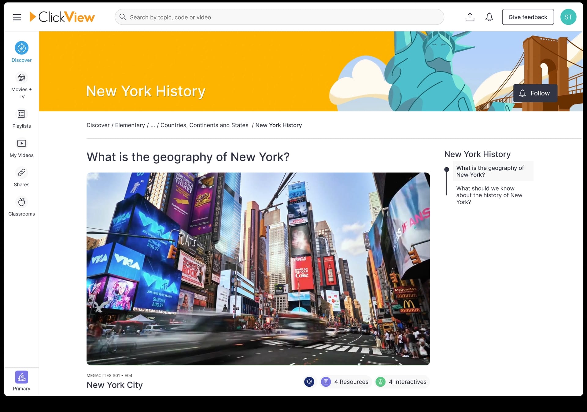 New York History videos on ClickView