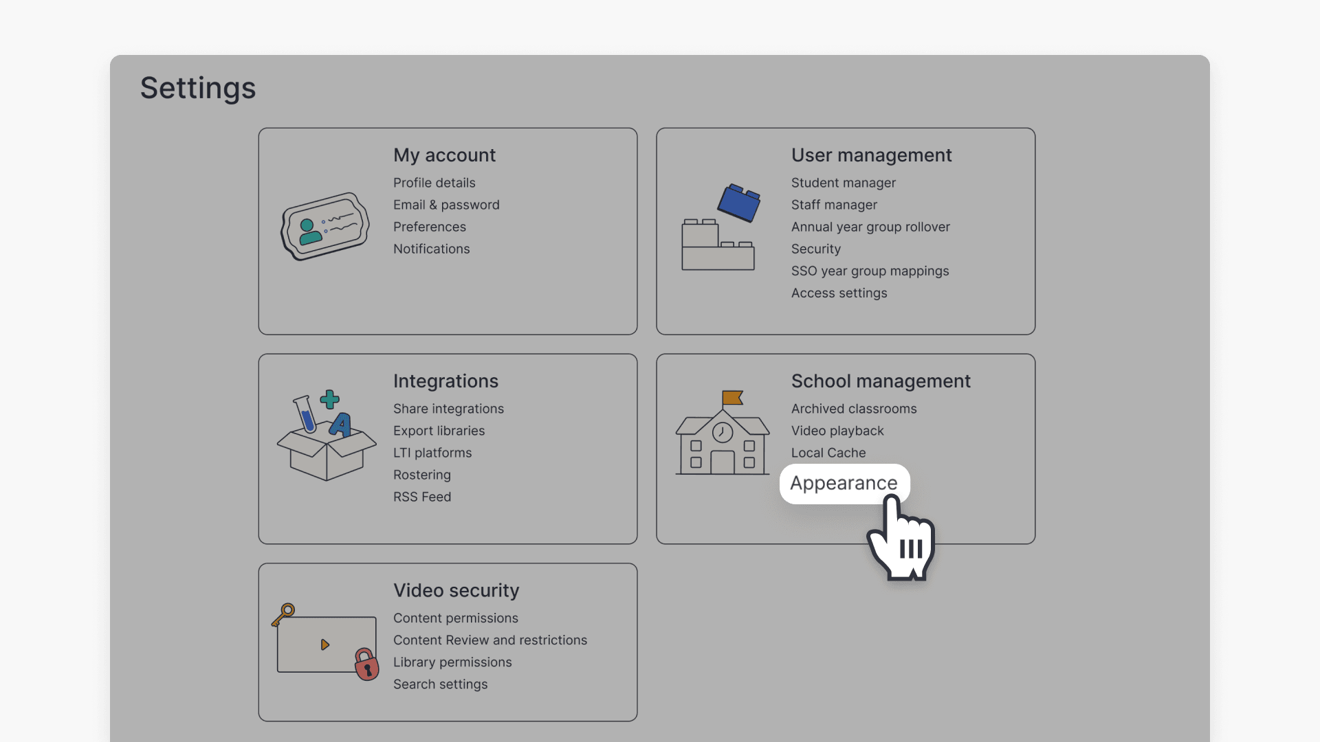 Select Appearance under school management