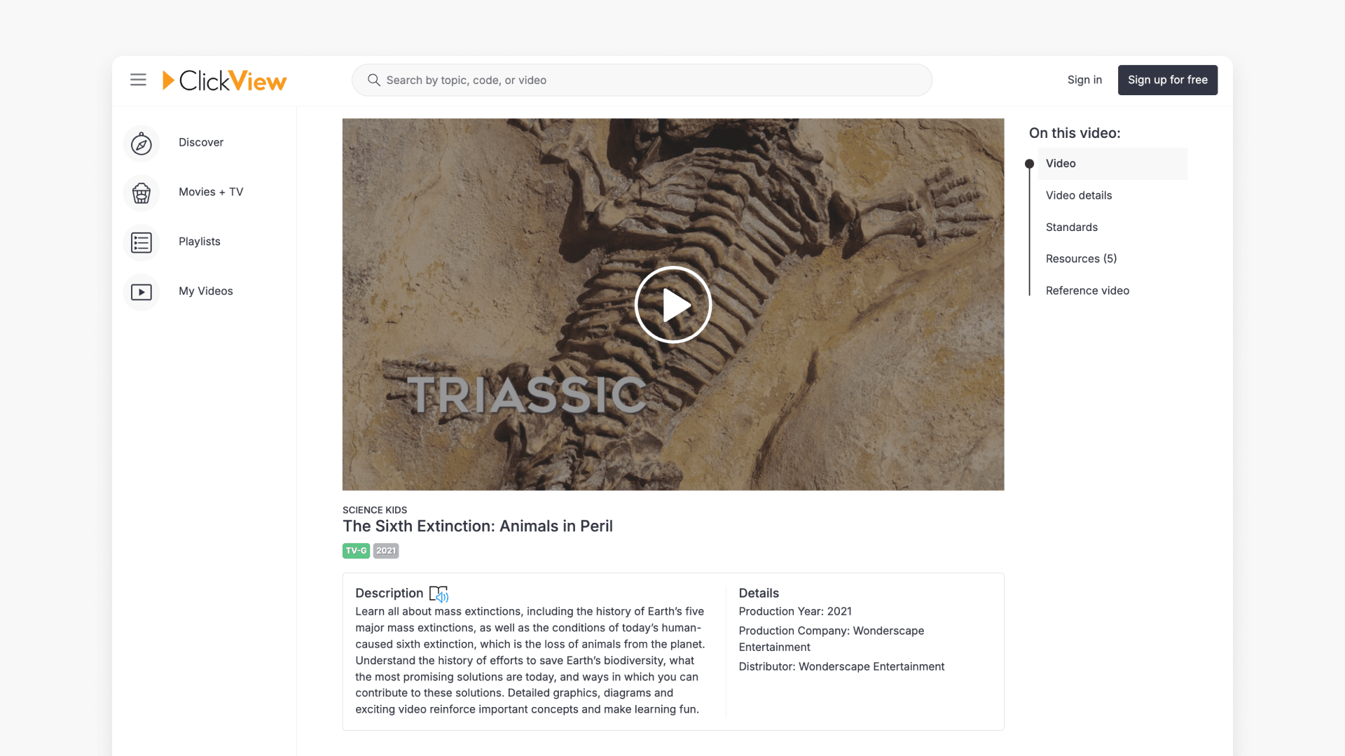 ClickView video page