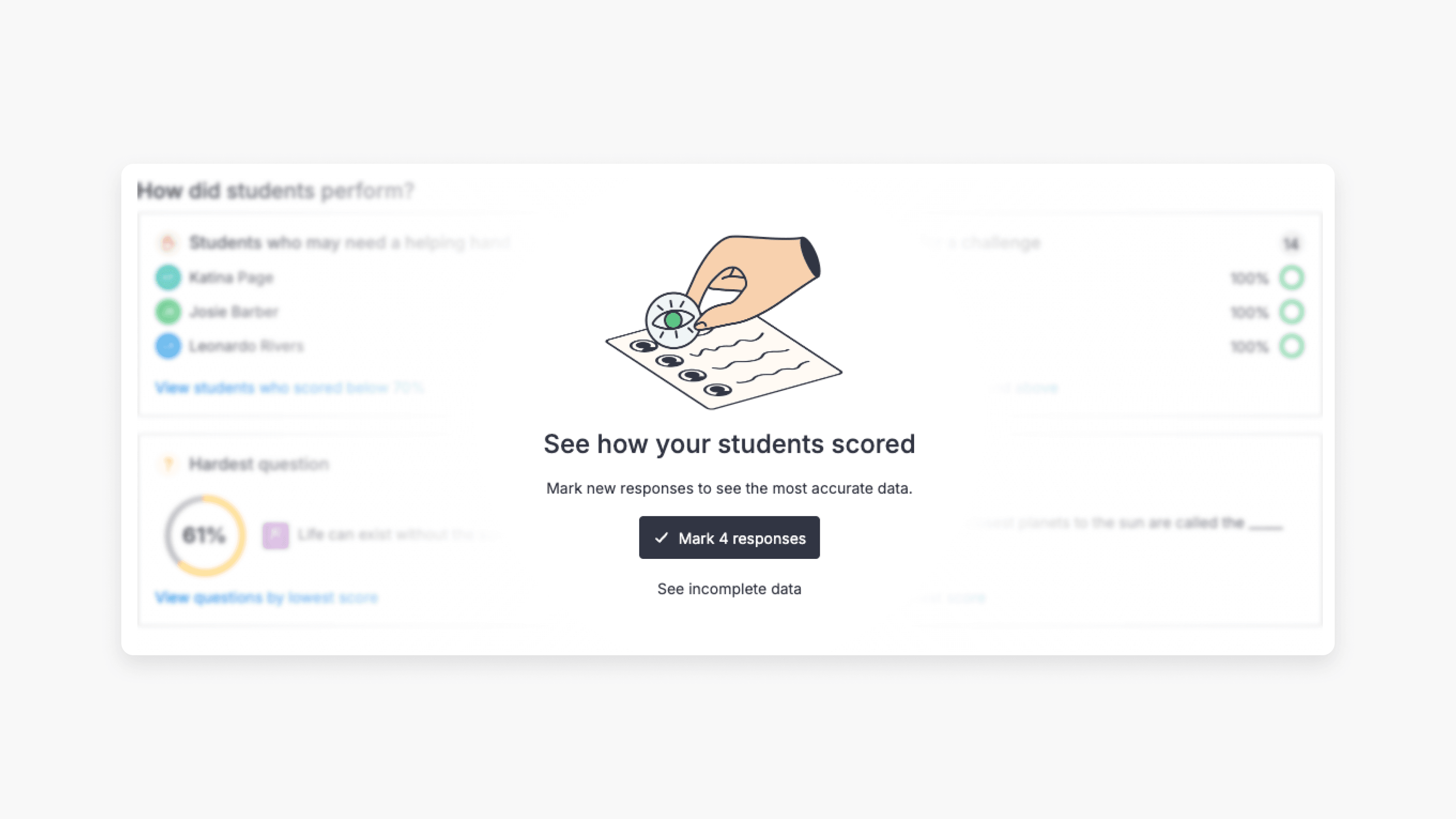 See how your students scored notification