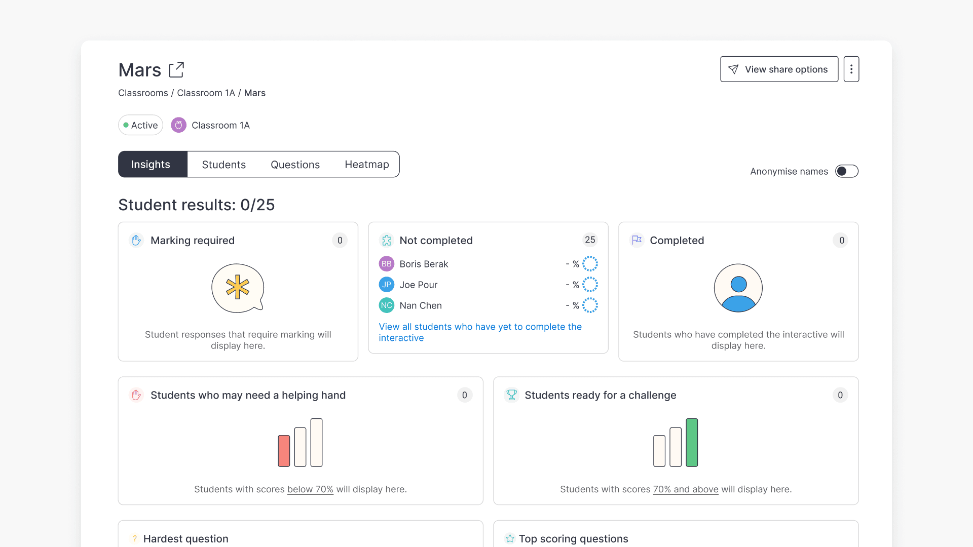 Student insight page