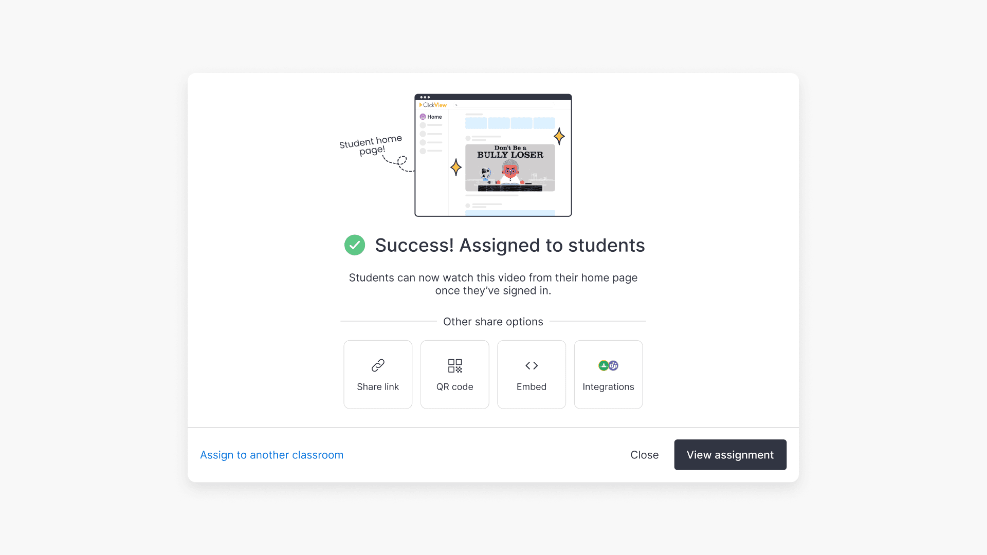 Success page pop up
