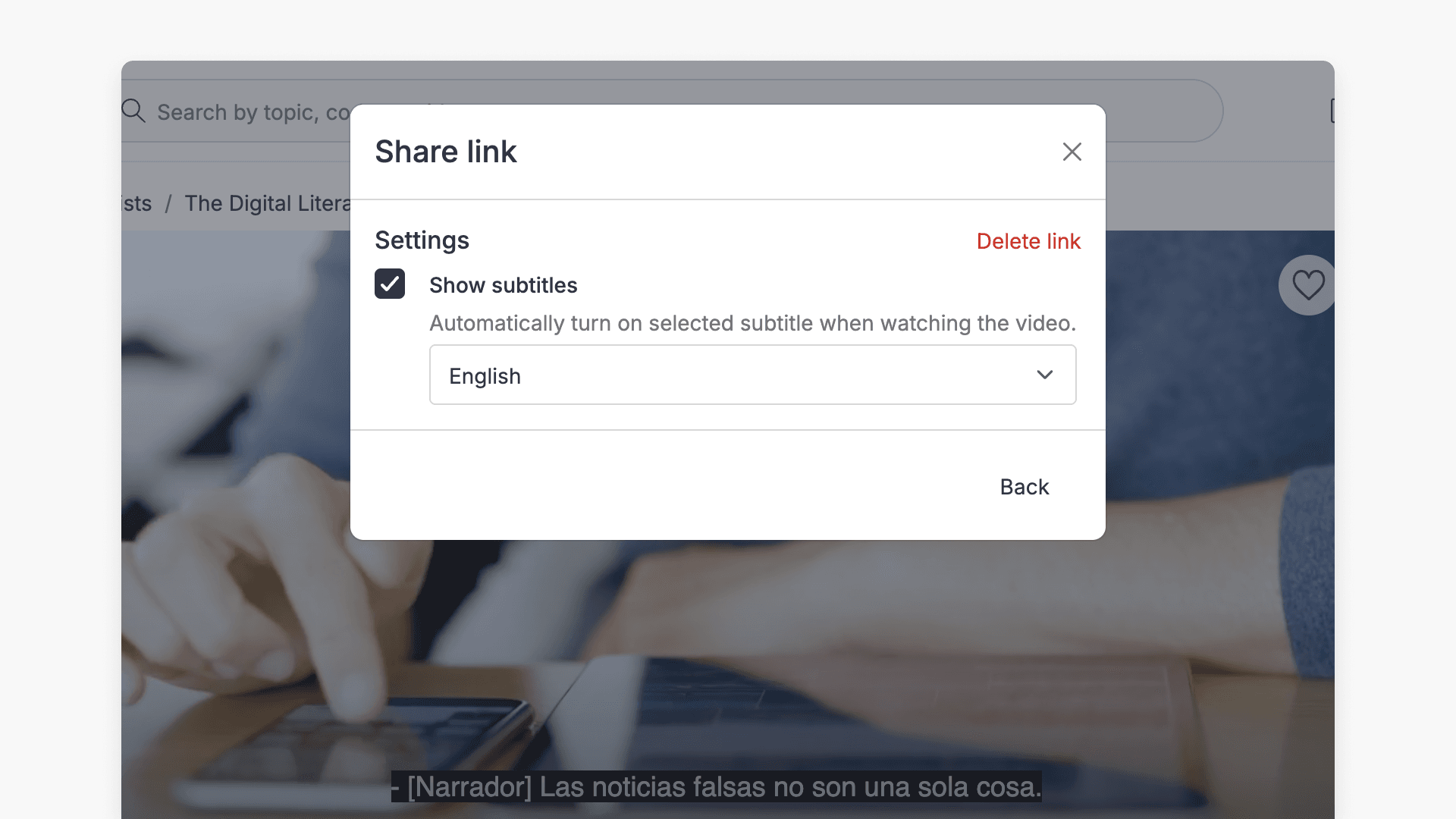 Share link options