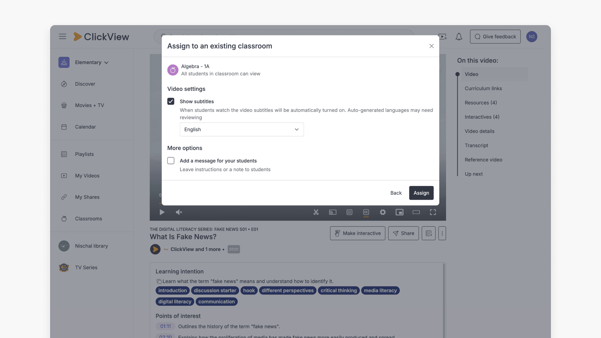 Assign settings