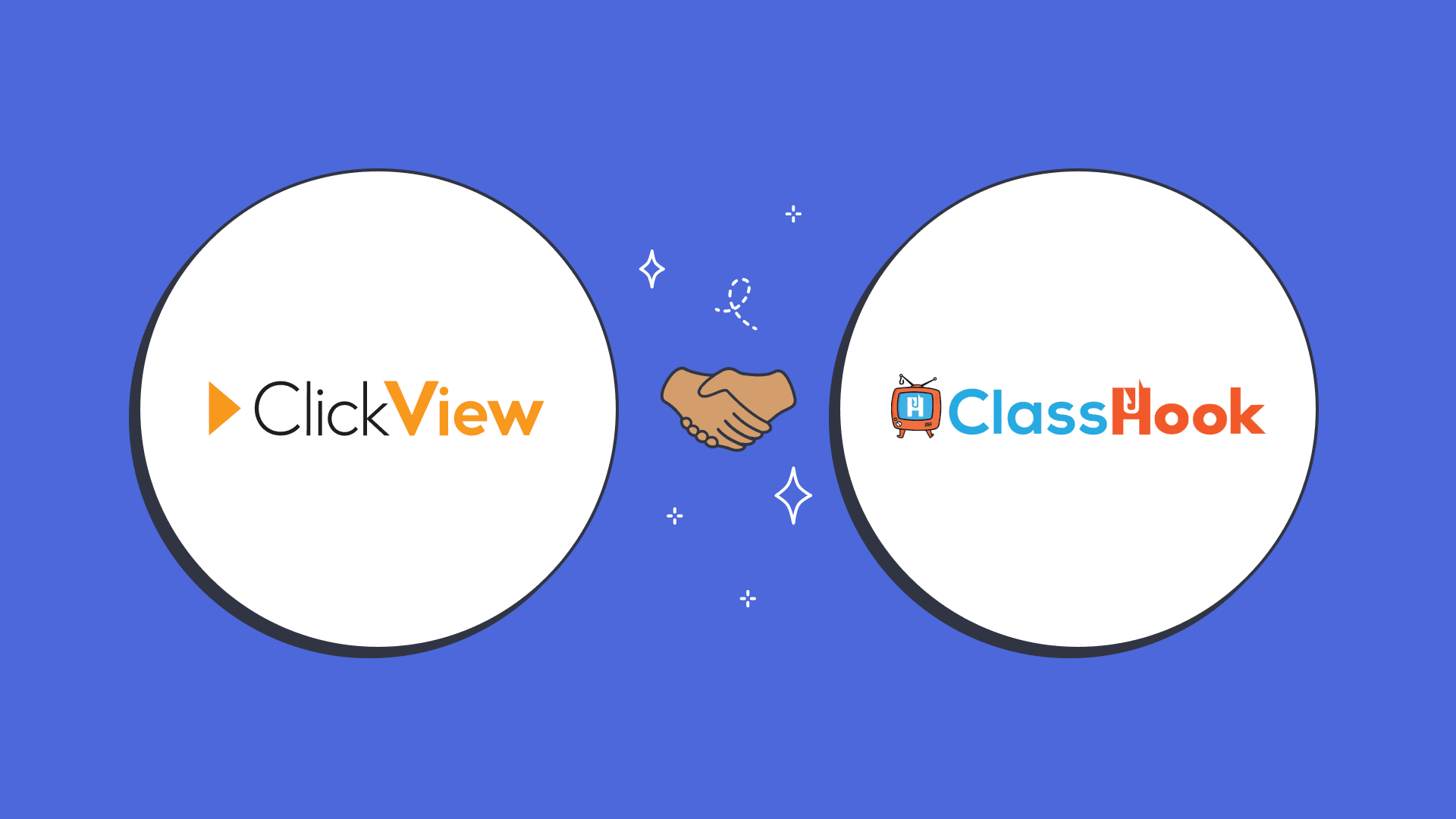 ClickView and ClassHook partnership handshake graphic