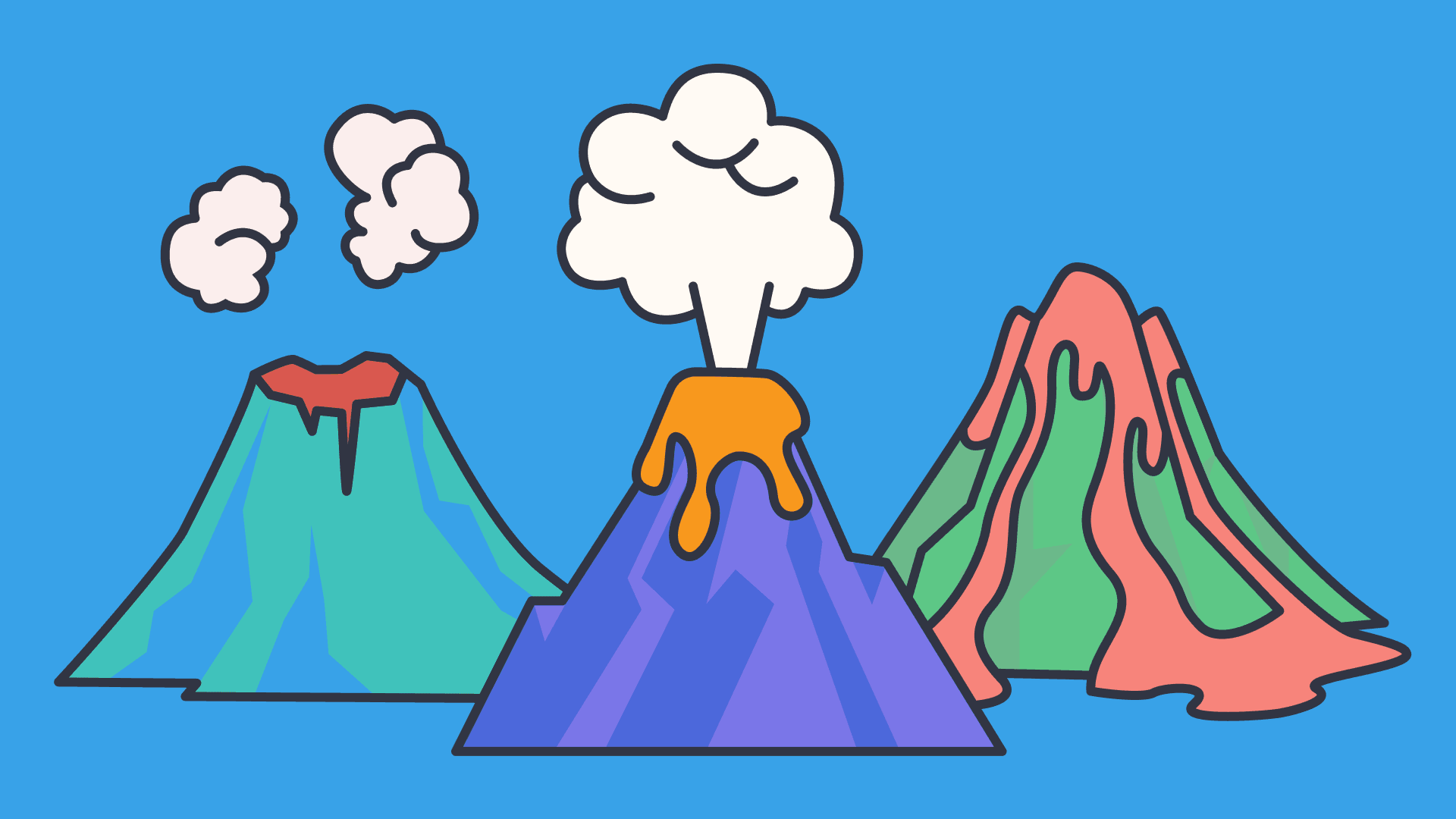 Erupting volcano illustration.
