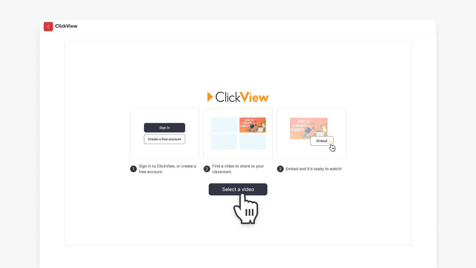 Select a video to embed hero
