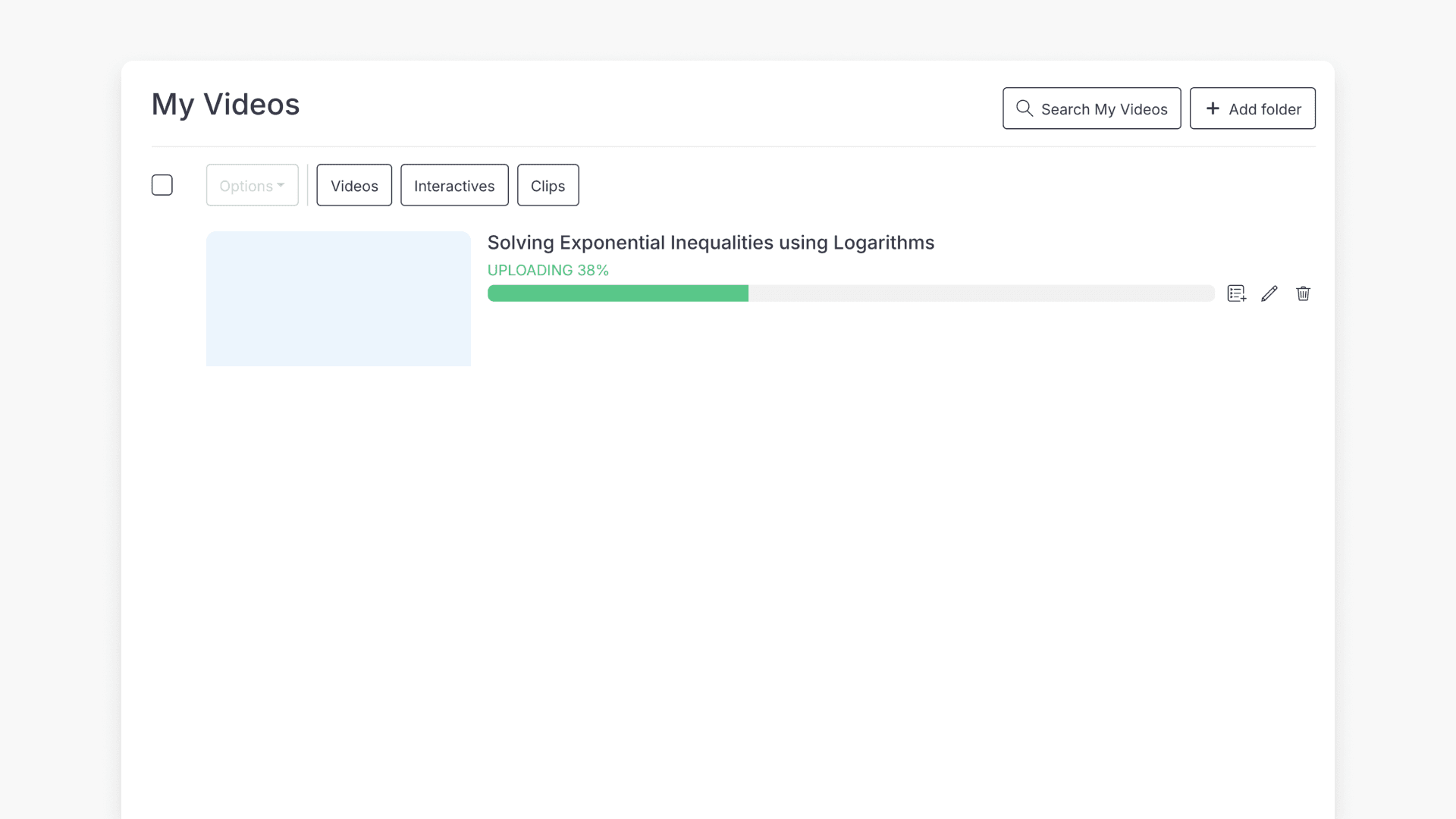 User interface of video uploading