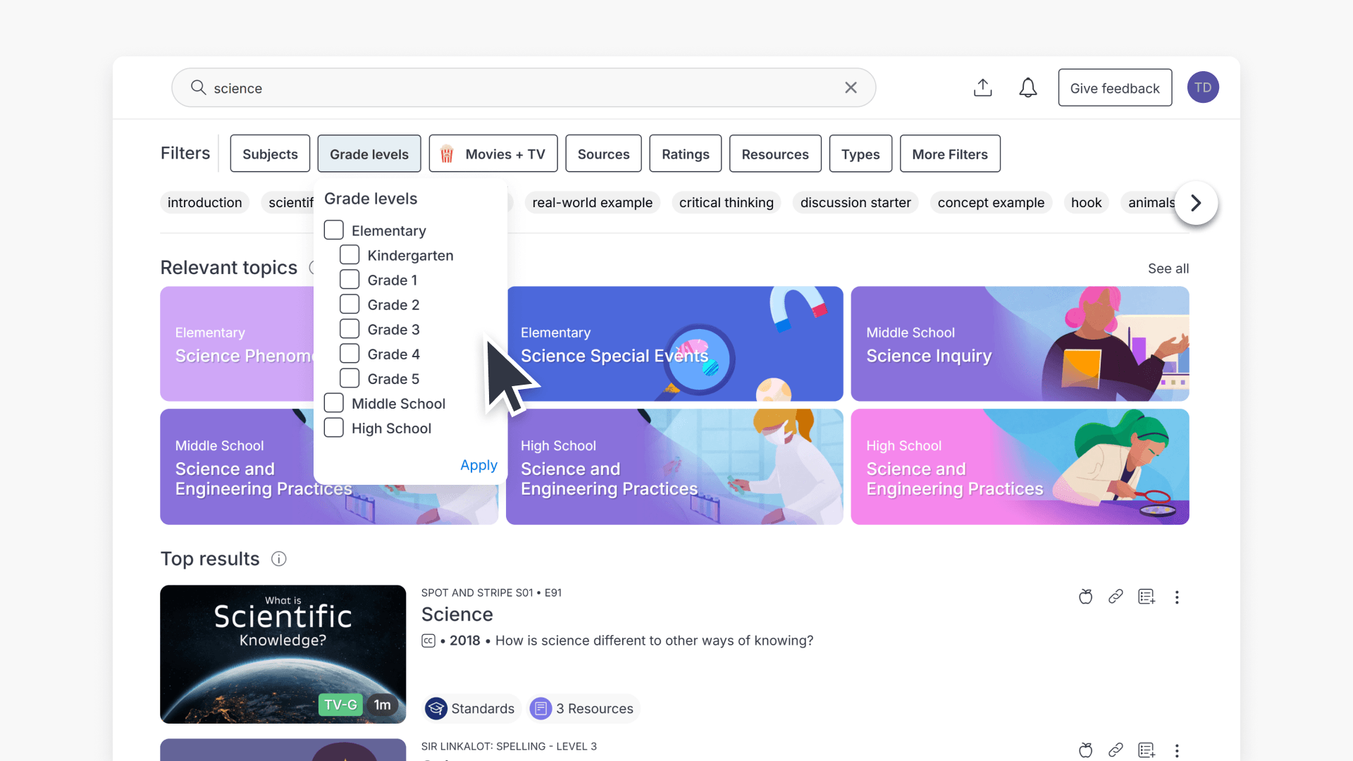 Using ClickView Search hero