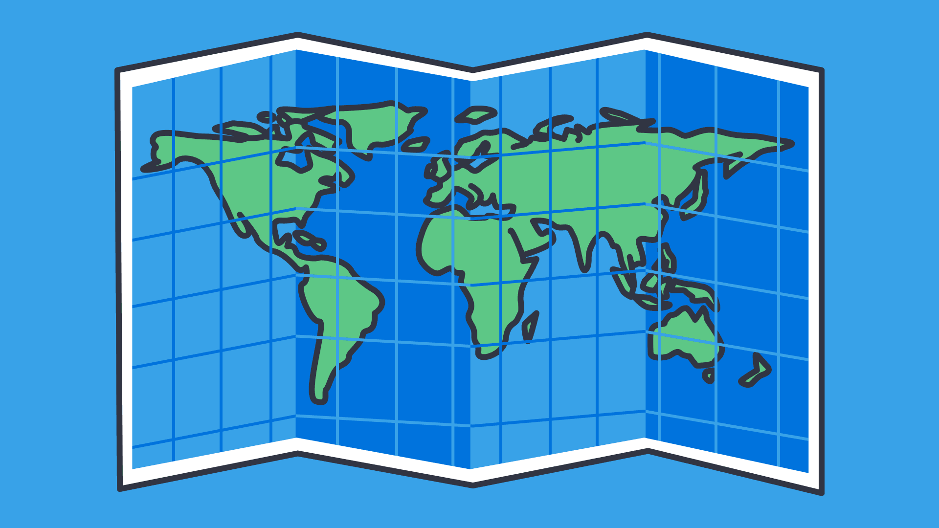 An illustration of a grid map of the world