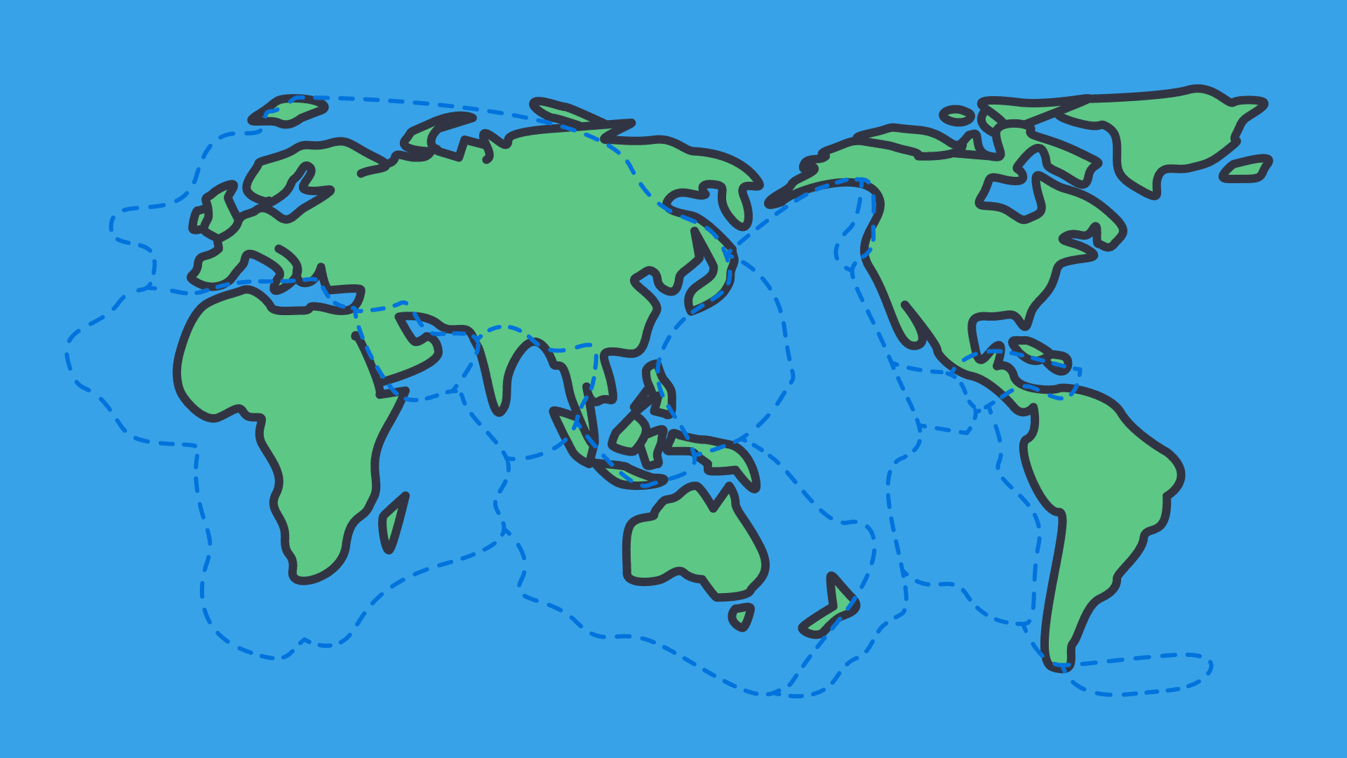 An illustration of the tectonic plates on the world map