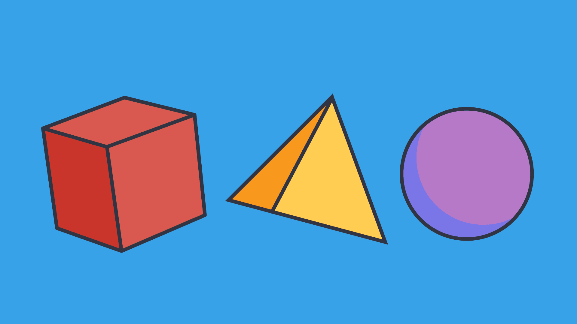 An illustration of colorful 3D shapes