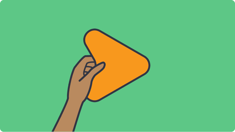 Hand holding the ClickView play logo