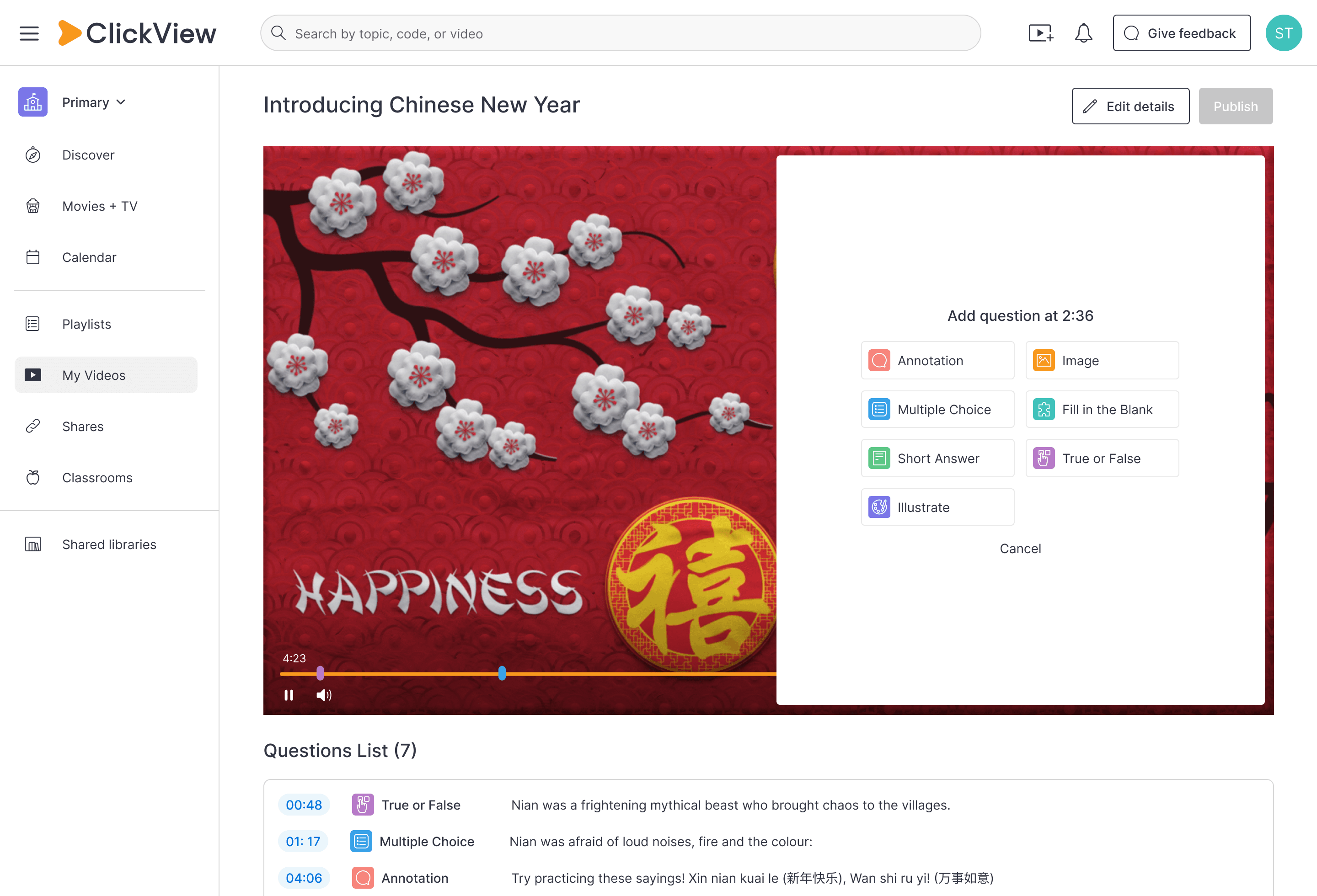ClickView Create interactive screenshot