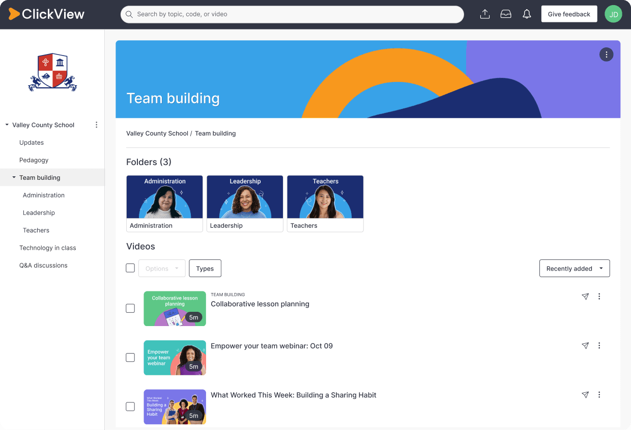 ClickView shared libraries upload feature