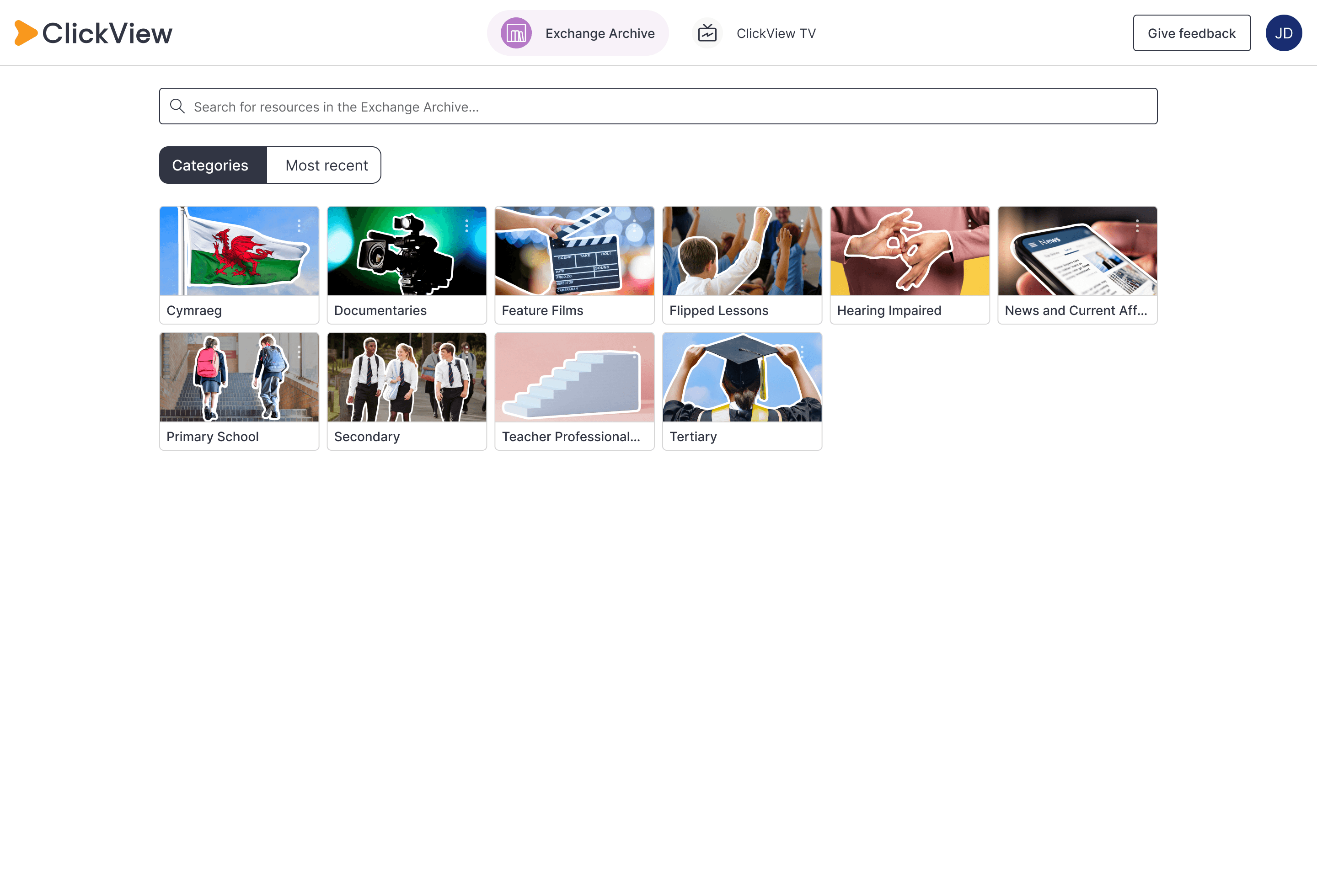 ClickView video list