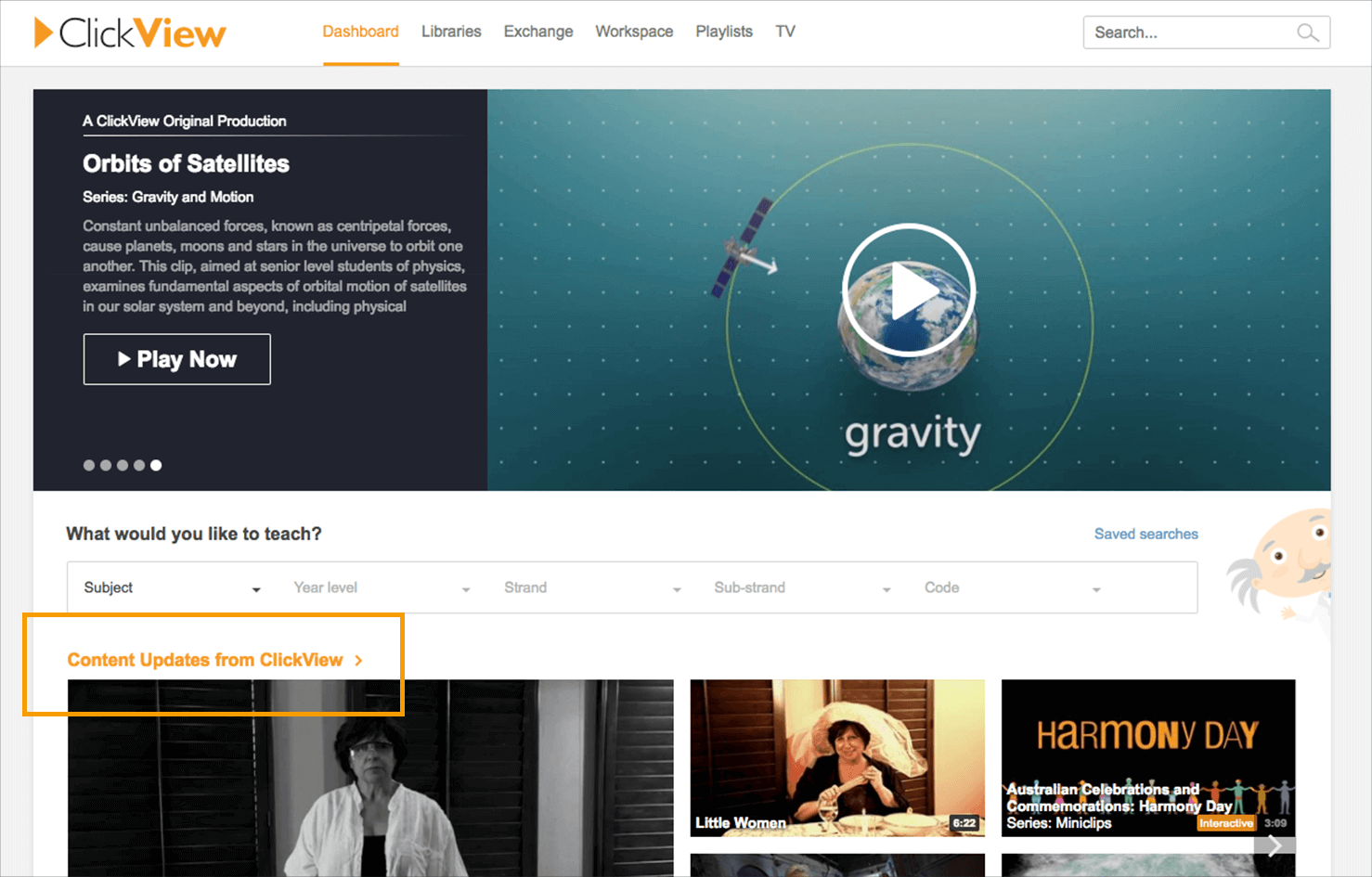 content updates from ClickView