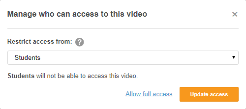 manage video access by user group