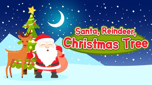 Santa, Reindeer, Christmas Tree