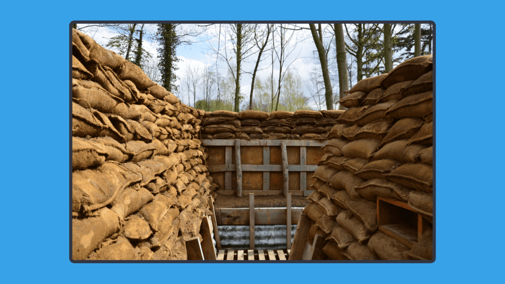 A photo of inside the trenches