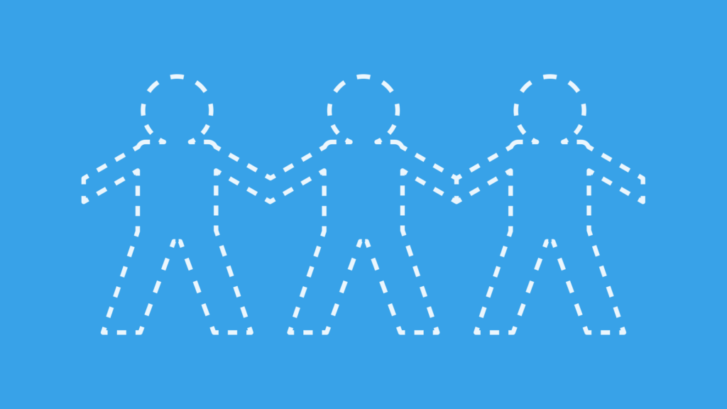 An illustration of a dash outline of a simple body figure