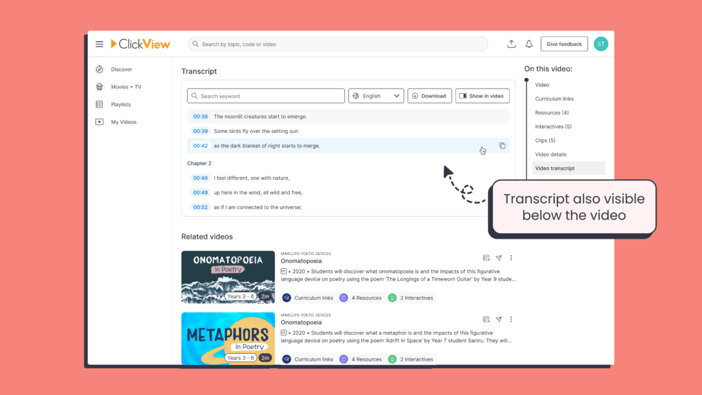 Transcript - Beneath the video