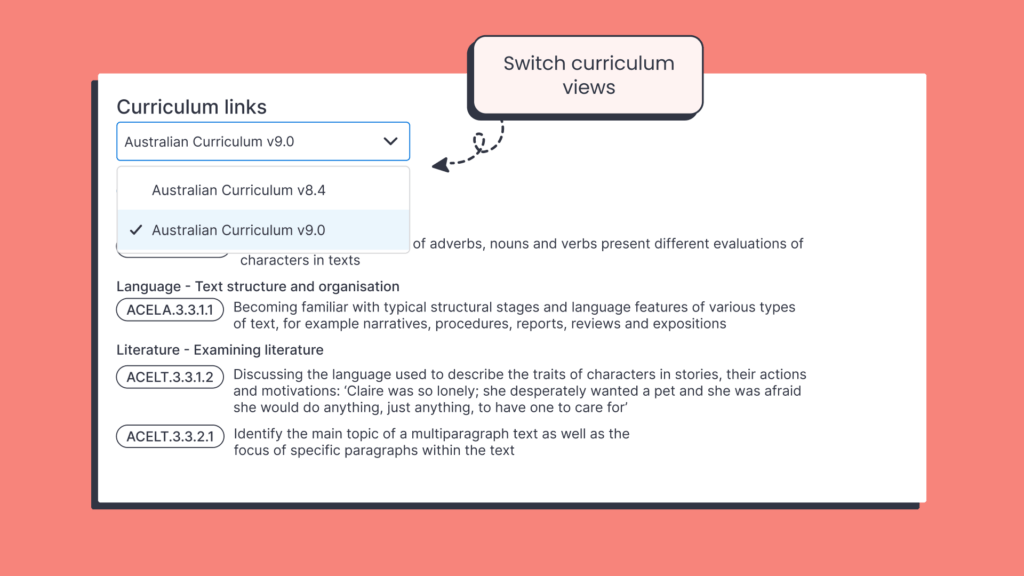 Switch views - Version 9 of the Australian Curriculum