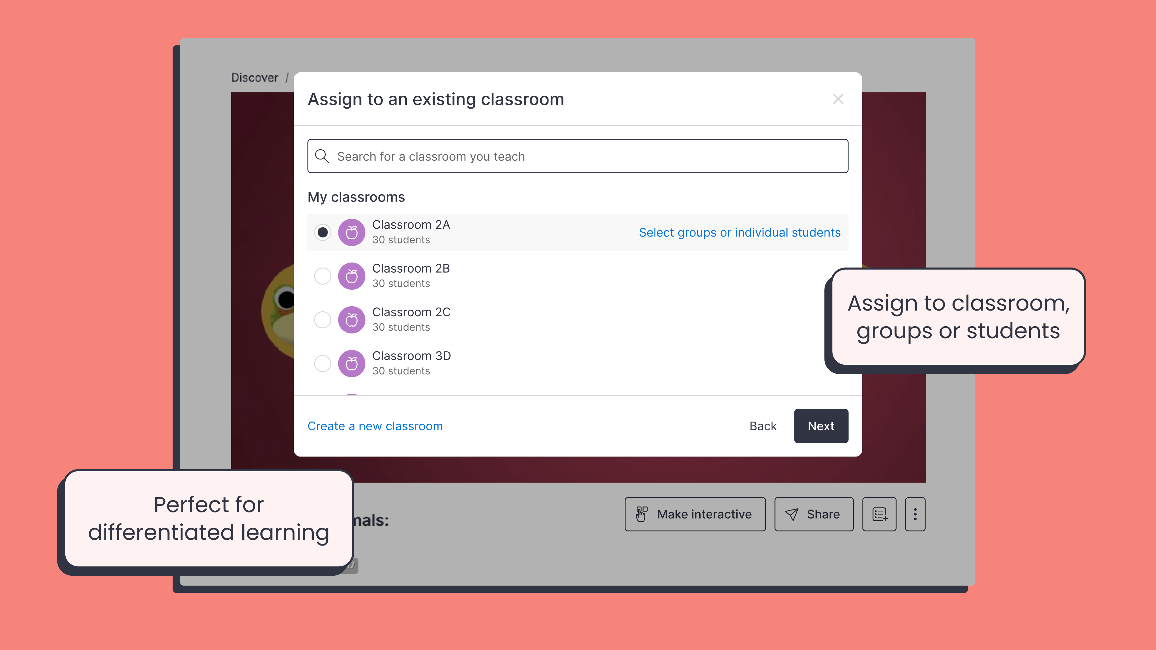 Assign to an existing classroom - au uk