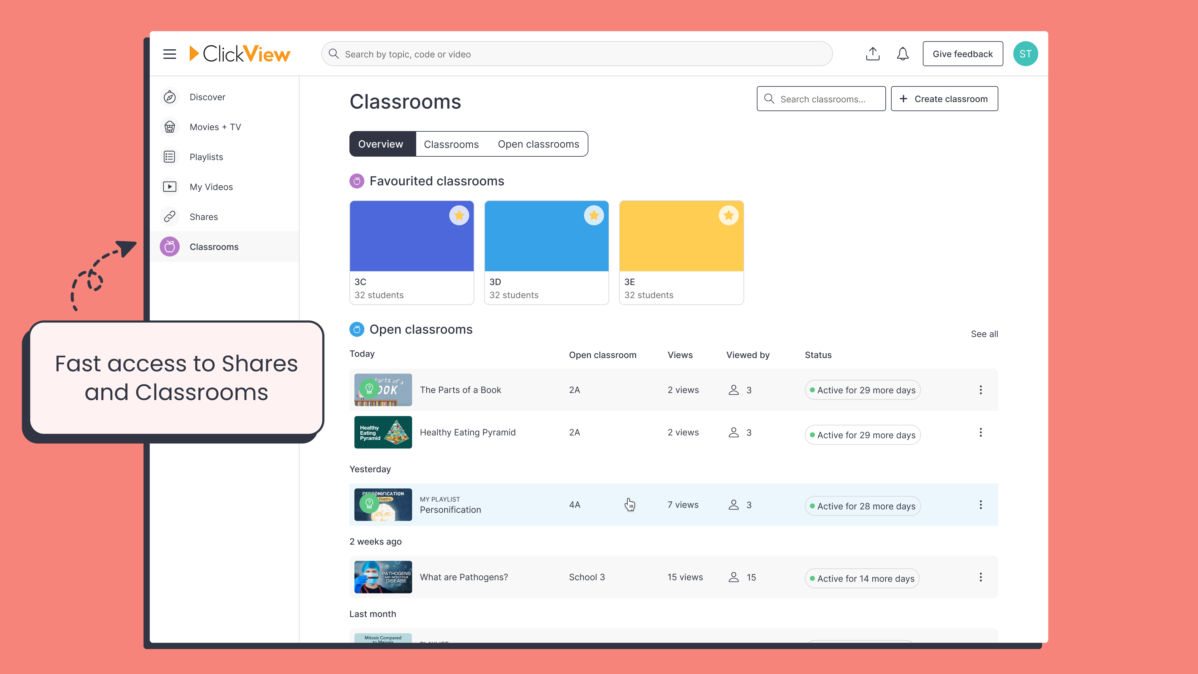 Fast access to shares and videos - 1