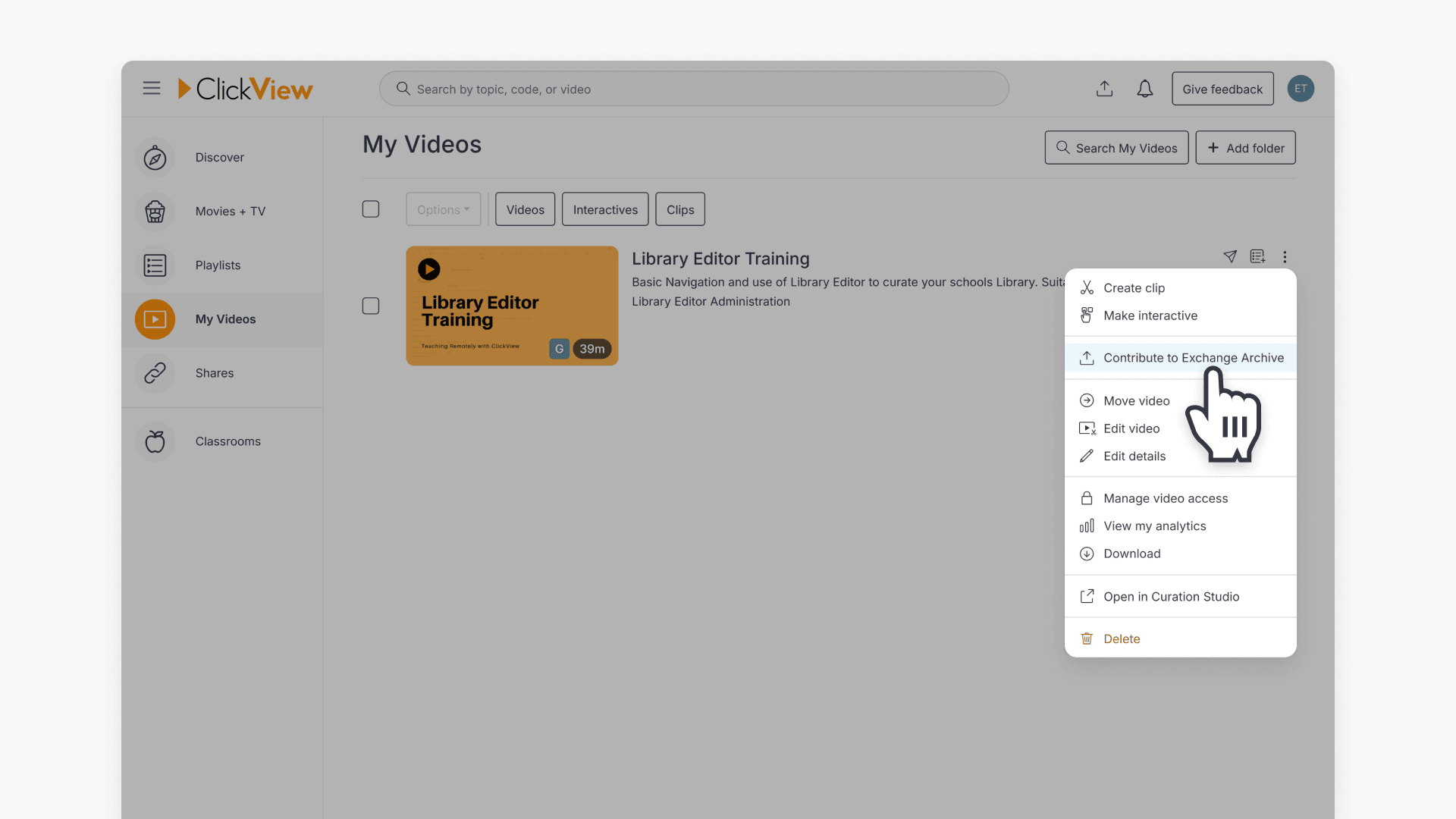 Select Contribute to Exchange Archive
