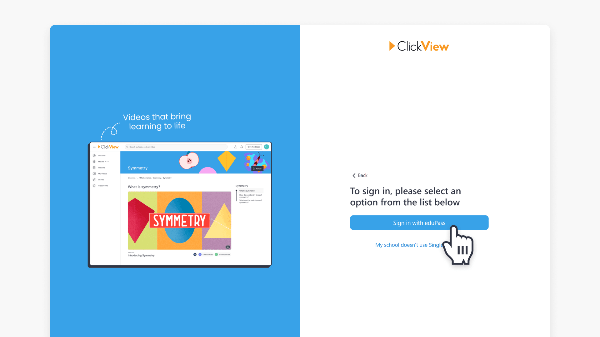 Select sign in with eduPass