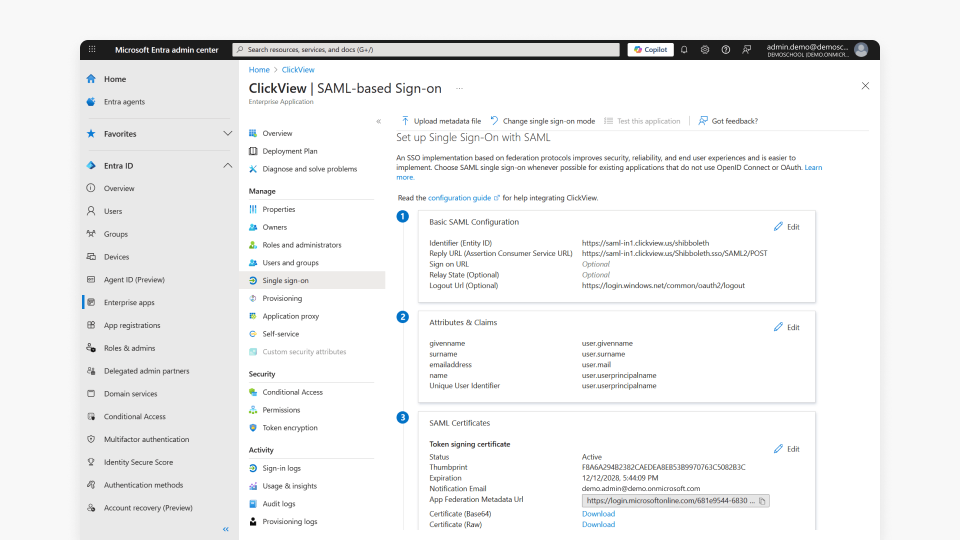 Microsoft entra admin center interface