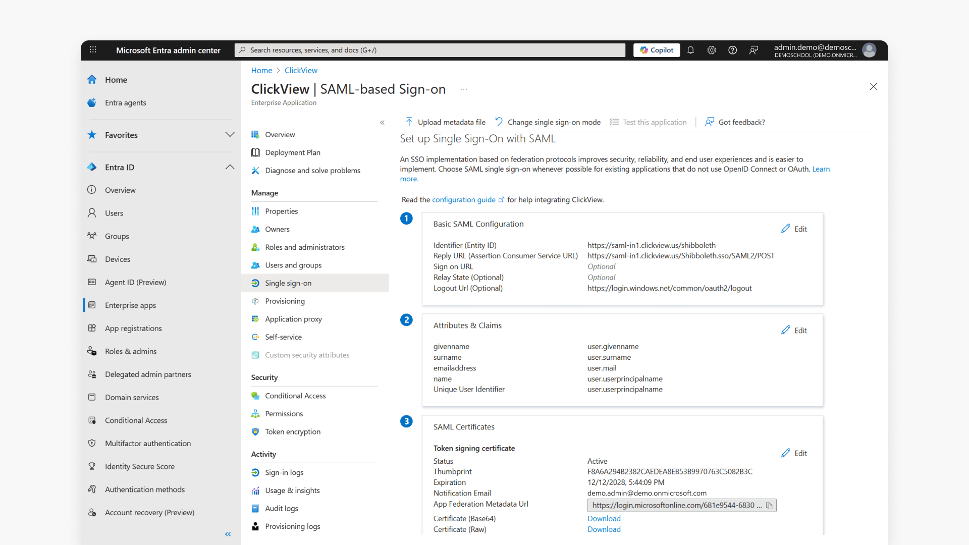 Microsoft entra admin center interface