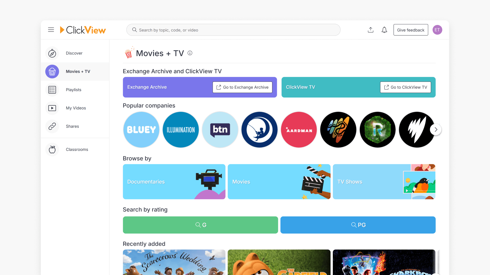 ClickView Movies and TV hero