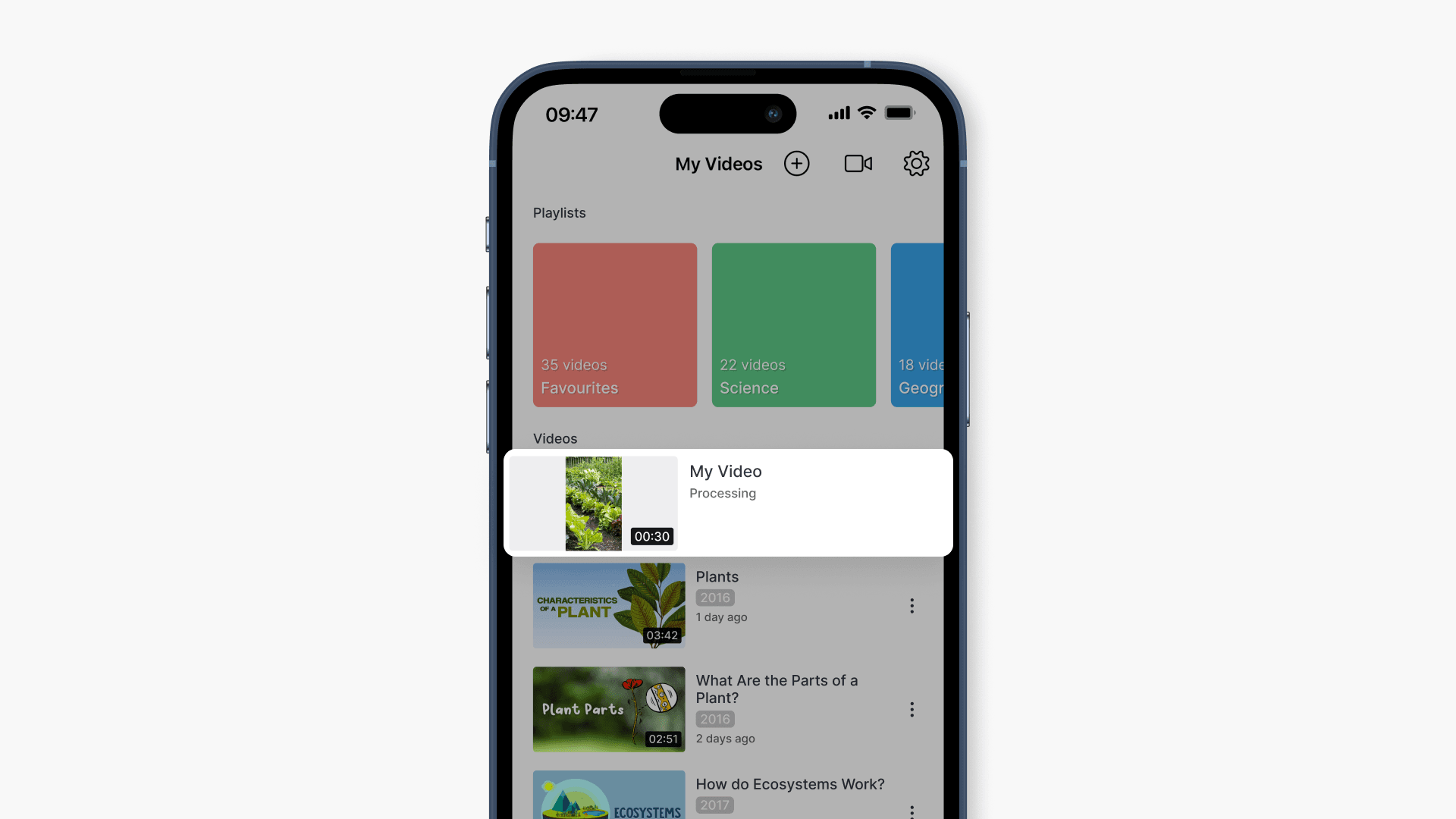 Your uploaded video will appear in My Videos in your ClickView account