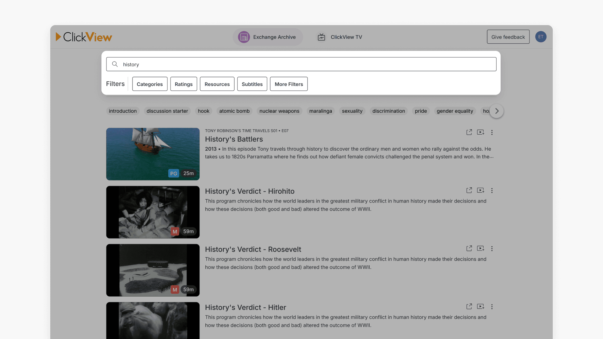Search using keywords