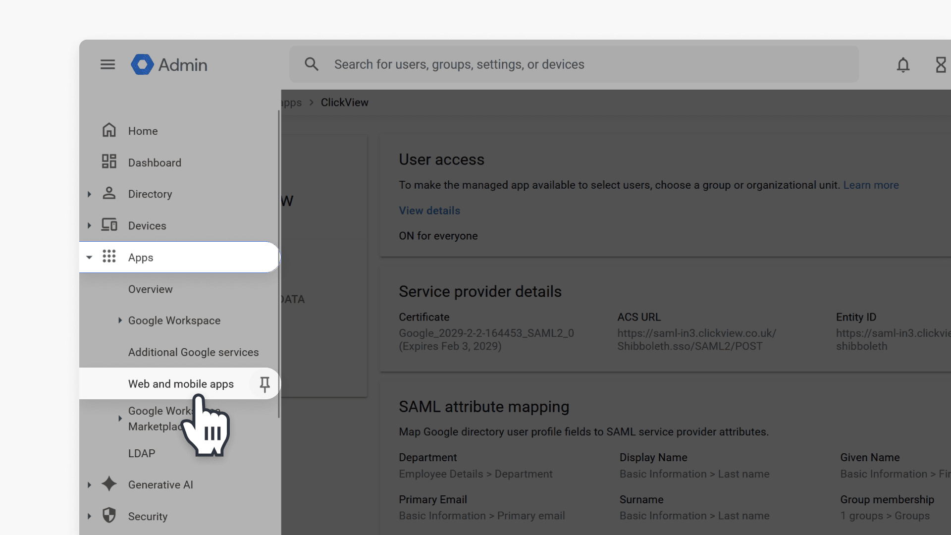 Web and mobile apps