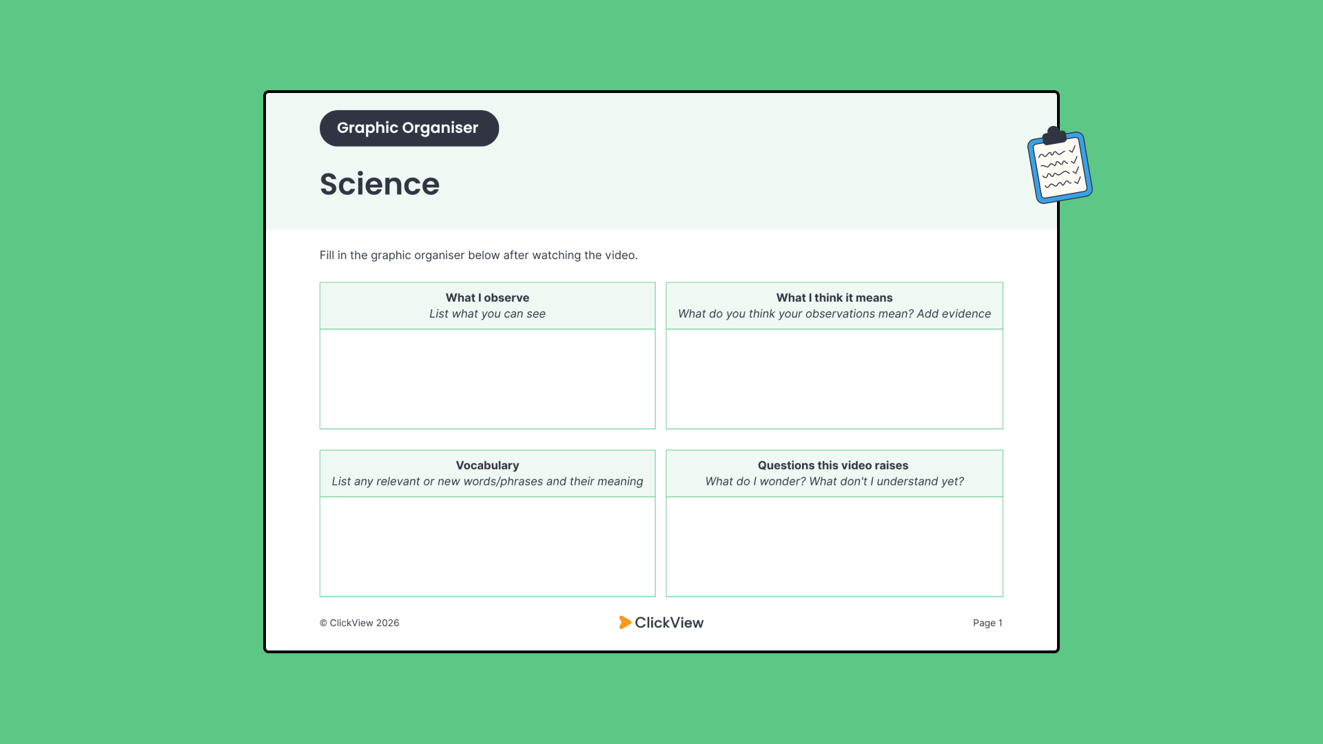 Graphic organiser