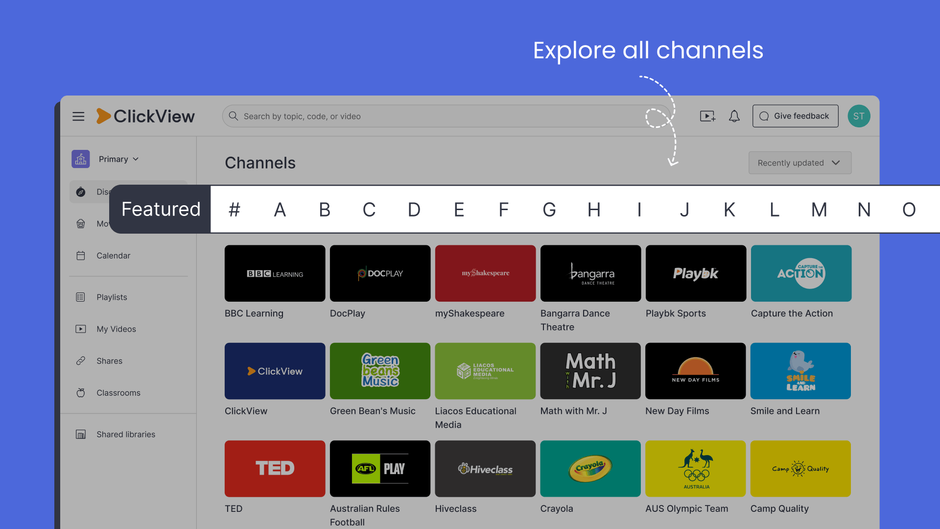 Explore all channels