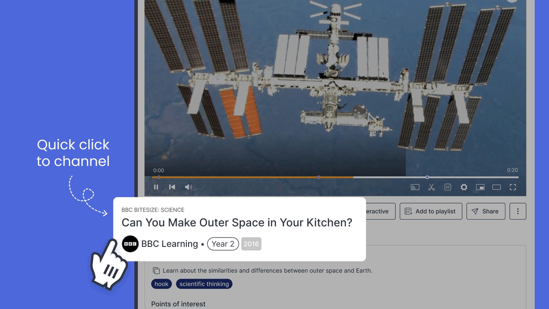 Quick click to channel