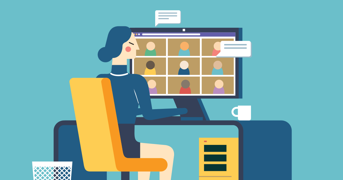 teacher teaching an online class