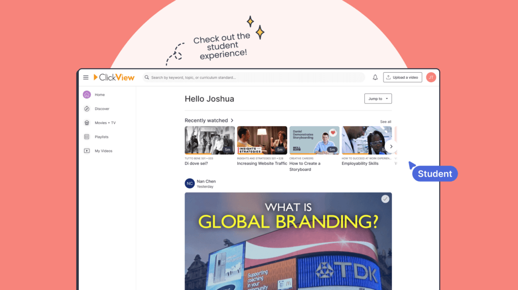 Student feeds for sharing