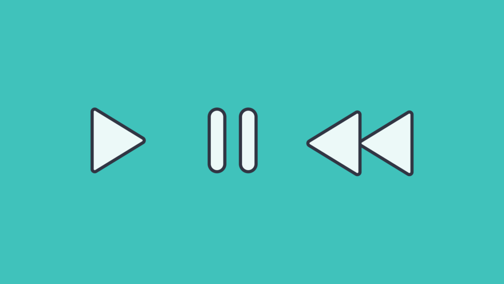 An illustration of the start, pause and rewind symbols.