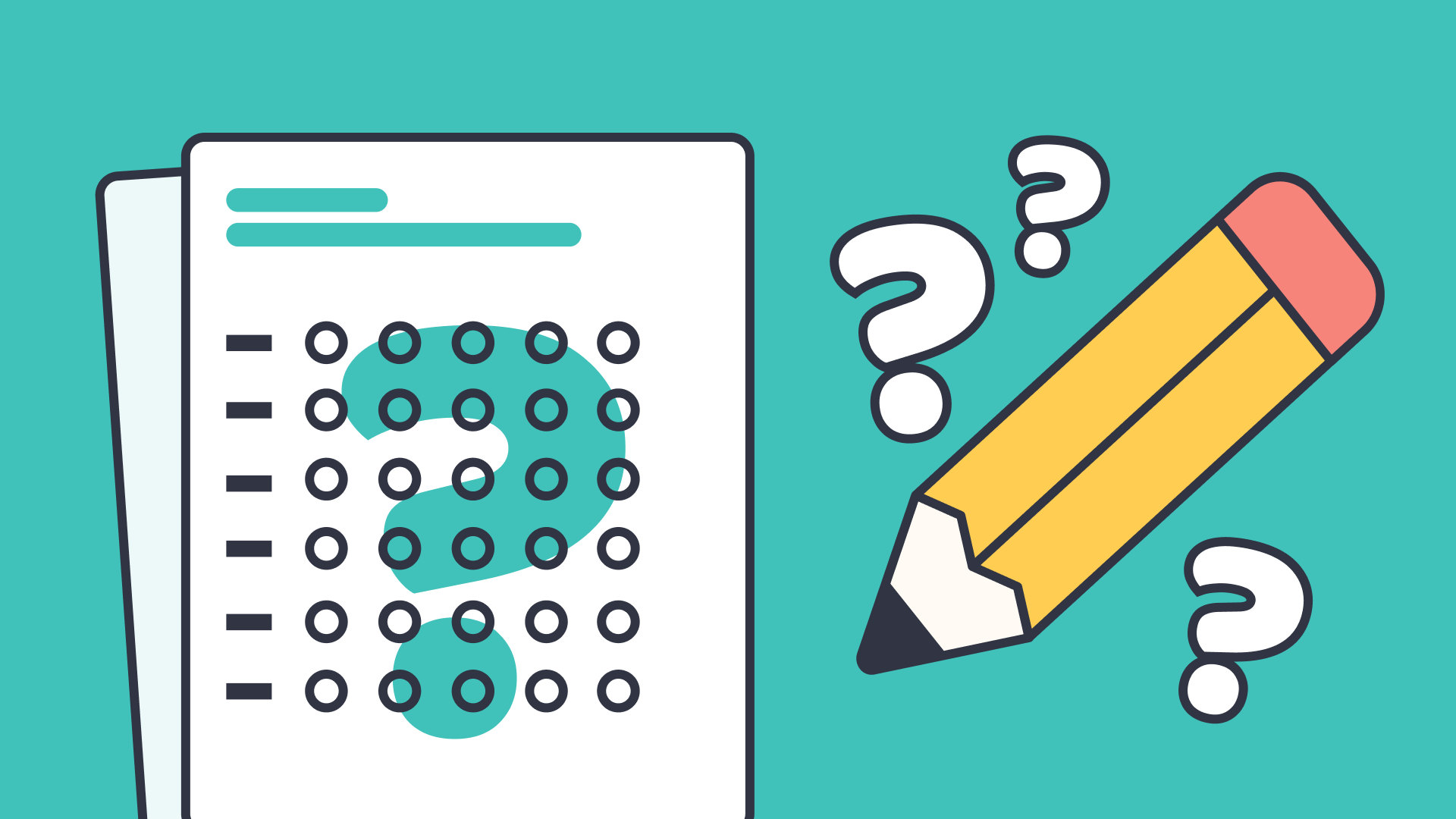 Test paper with a pencil and question marks