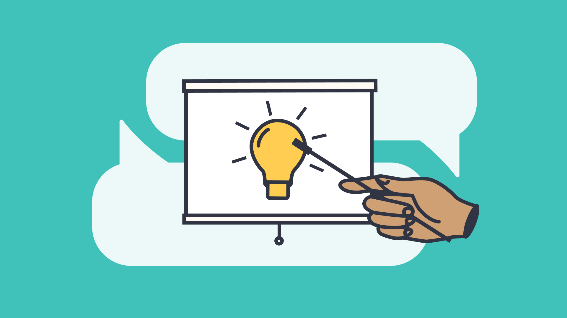 Graphic with light bulb on a school projector screen