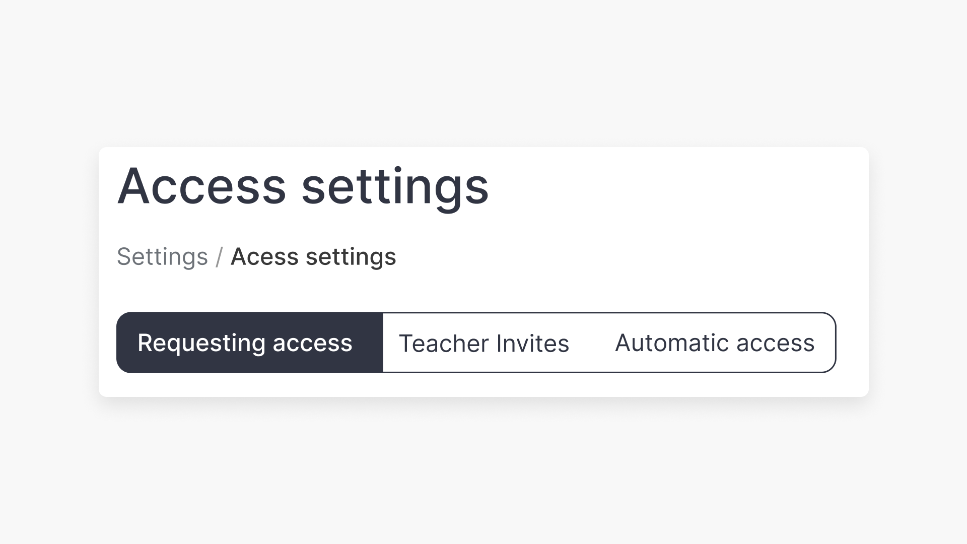 Access settings screenshot