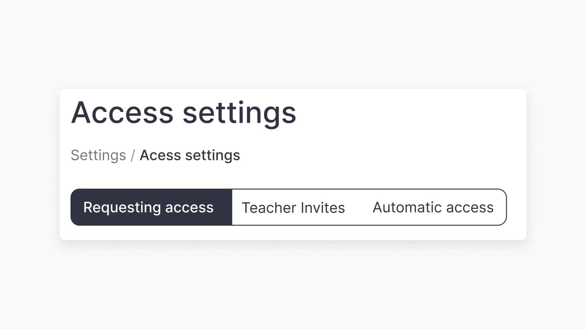 Access settings screenshot