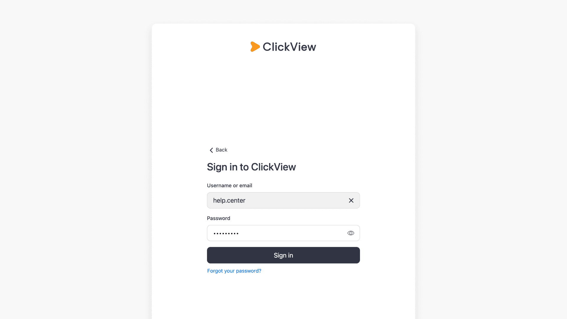 Sign in with login and password